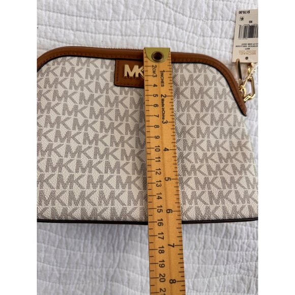 NEW Michael Kors Vanilla/Acorn LG Zip Dome Crossbody Bag Gold Chain Strap - Picture 15 of 15